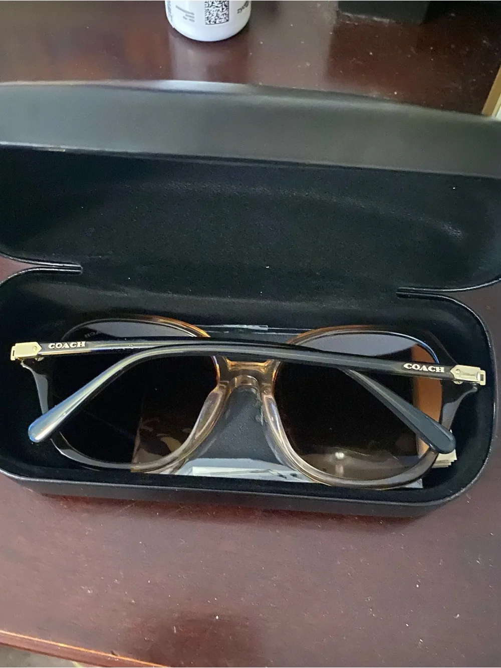 Coach Black Embossed Leather Eyewear Case